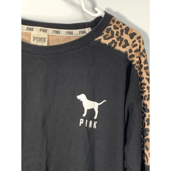 PINK Victoria's Secret Leopard Print Long Sleeve T-Shirt Black Size XS - Picture 3 of 6